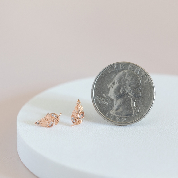 Rose Gold Foliage Studs (S925) - Only 1 left! - Picture 8 of 11